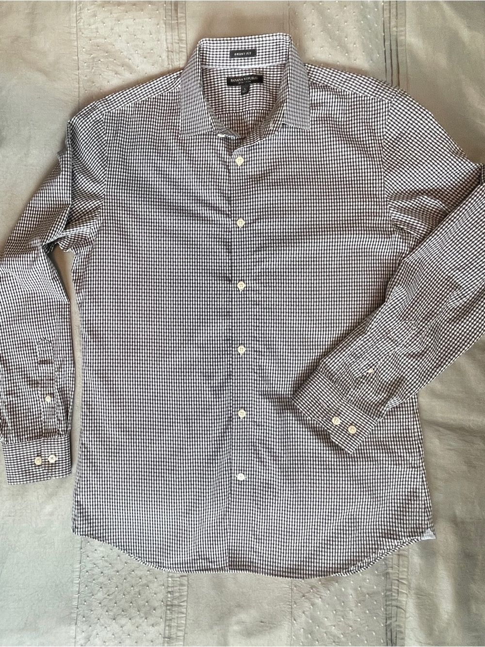 Banana Republic Grant Fit No-Iron Dobby Cotton Dress Shirt size L